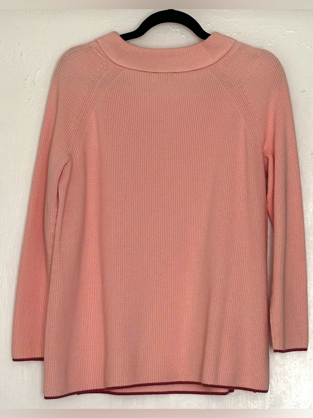 Talbots Pima Sabrina Tipped Sweater Soft Peach Pink Size XP - Picture 3 of 5